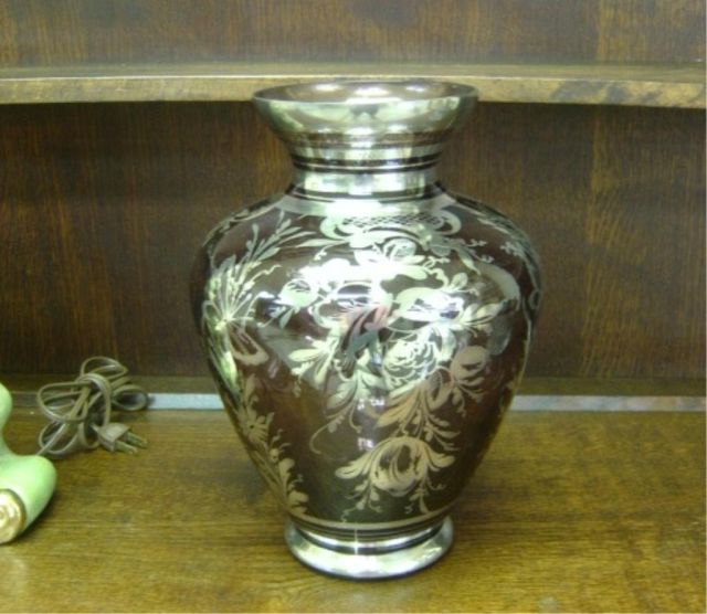 Appraisal: STERLING SILVER OVERLAY VASE