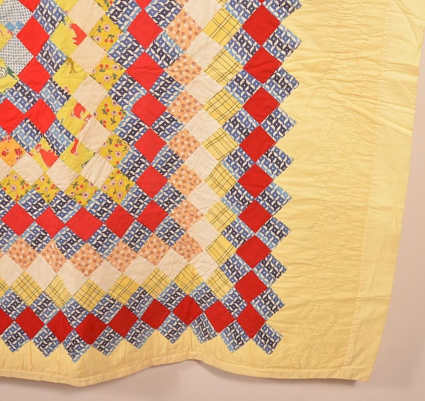 Appraisal: Vintage Diamond Block Pattern Patchwork Quilt Vintage Diamond Block Pattern