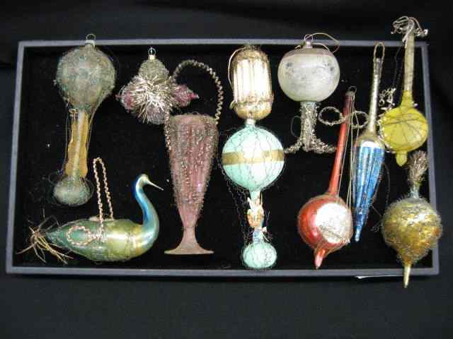 Appraisal: Victorian Blown Tinsel Christmas Ornaments includes hot air balloons soda