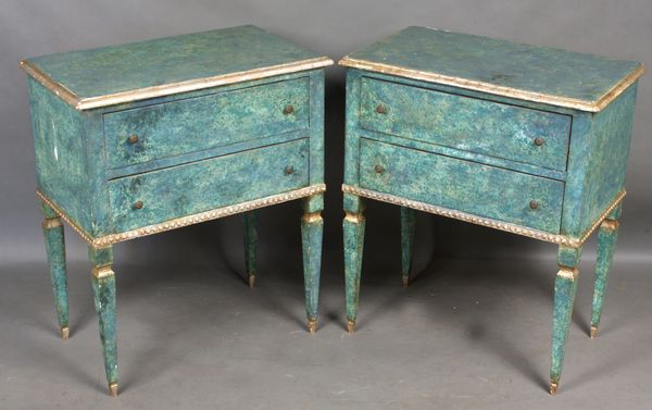 Appraisal: Pair of paint-decorated Italian two-drawer tables x x EST