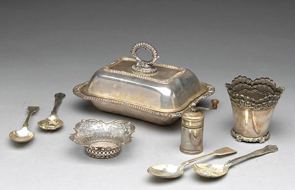 Appraisal: A quantity of plated items Comprising jardiniere by Gorham water