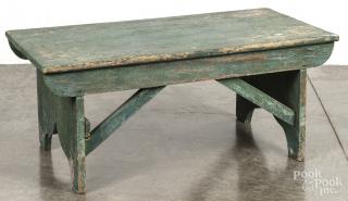 Appraisal: Painted pine bench th c retaining an old green surface