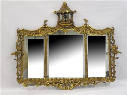 Appraisal: Chippendale style giltwood overmantel mirrorWith a shaped rectangular frame surmounted