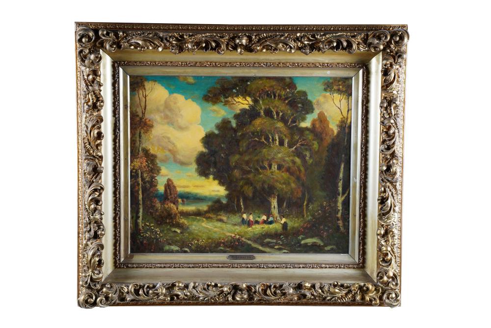 Appraisal: ITALIAN LANDSCAPE WITH FIGURESoil on canvas signed lower right x