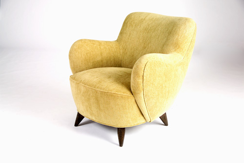 Appraisal: VLADIMIR KAGAN Model A Barrel chair upholstered in light green