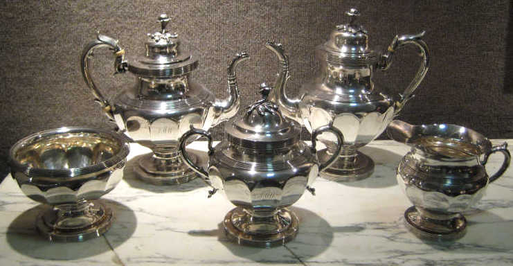 Appraisal: TH CENTURY AMERICAN SILVER TEA COFFEE SET Assembled matching five-piece