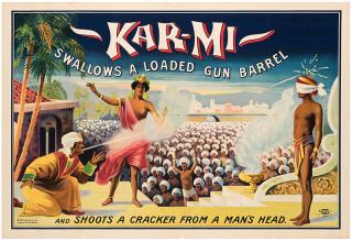 Appraisal: Kar-Mi Joseph Hallworth Kar-Mi Swallows a Loaded Gun Barrel St