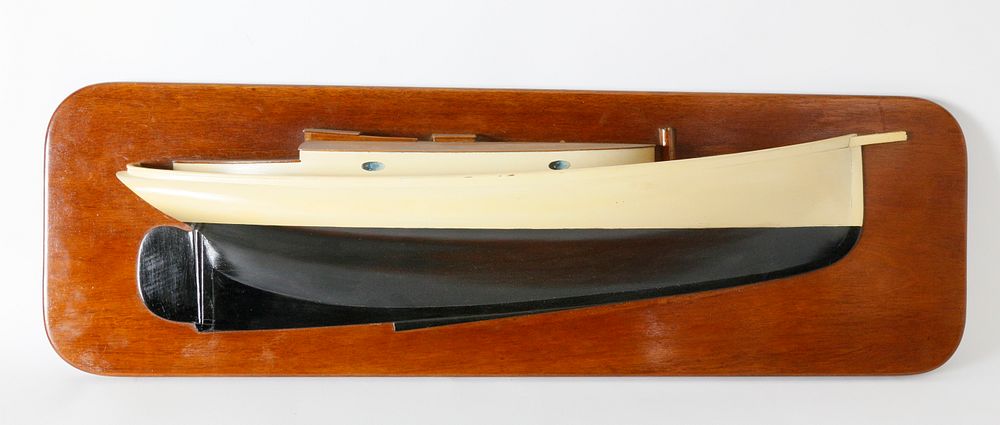 Appraisal: Vintage Ship Builder's Half Hull Model of a Catboat circa