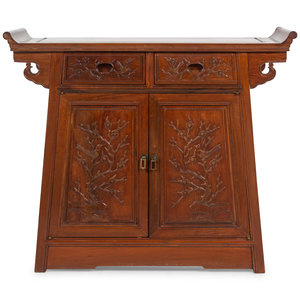 Appraisal: A Chinese Hardwood Scroll Cabinet th Century Height x width