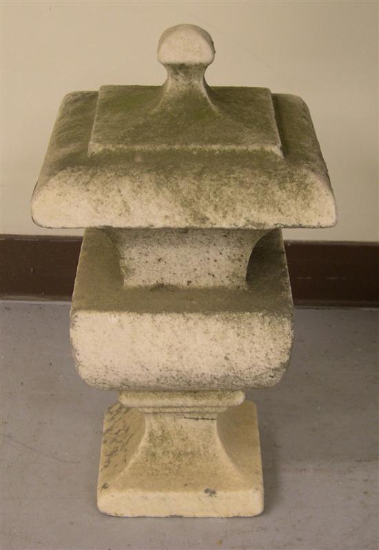 Appraisal: Stone garden ornament urn form '' h x '' w