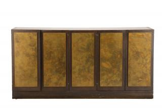 Appraisal: Harry Lunstead Stained Walnut Brass Buffet Harry Lunstead American Seattle