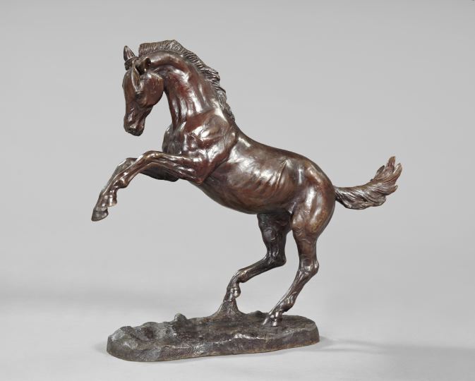 Appraisal: Continental Patinated Bronze Figure of a Stallion the young horse