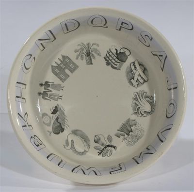 Appraisal: A Wedgwood Alphabet bowl designed by Eric Ravilious printed in