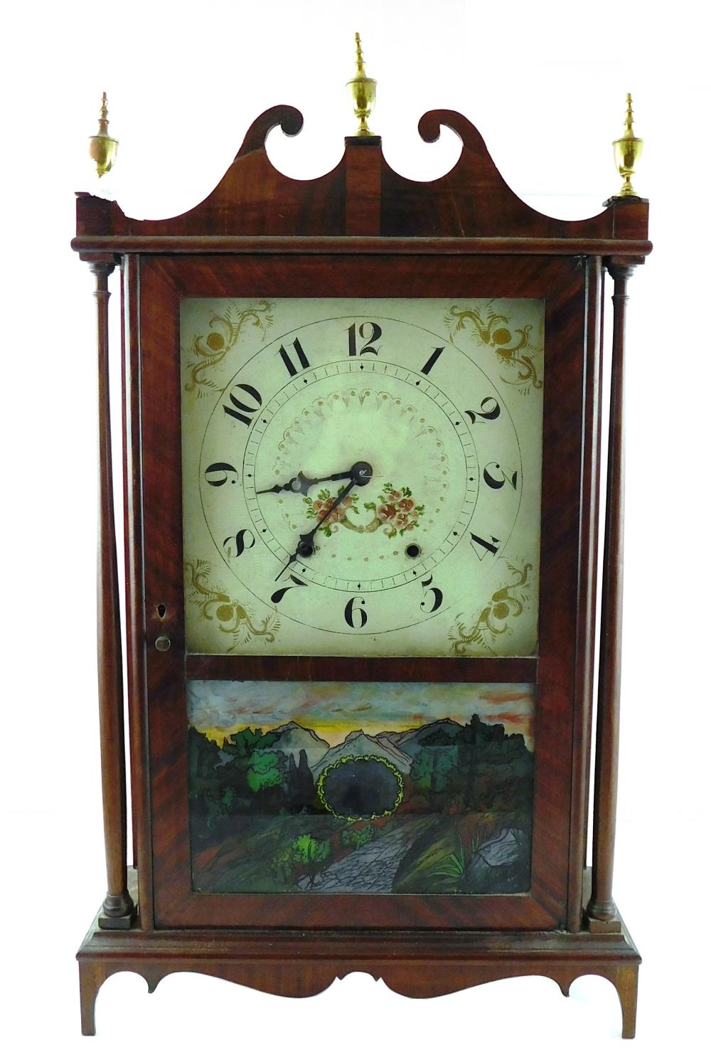 Appraisal: CLOCK Pillar and scroll shelf clock by Wadsworth Lounsbury Turner