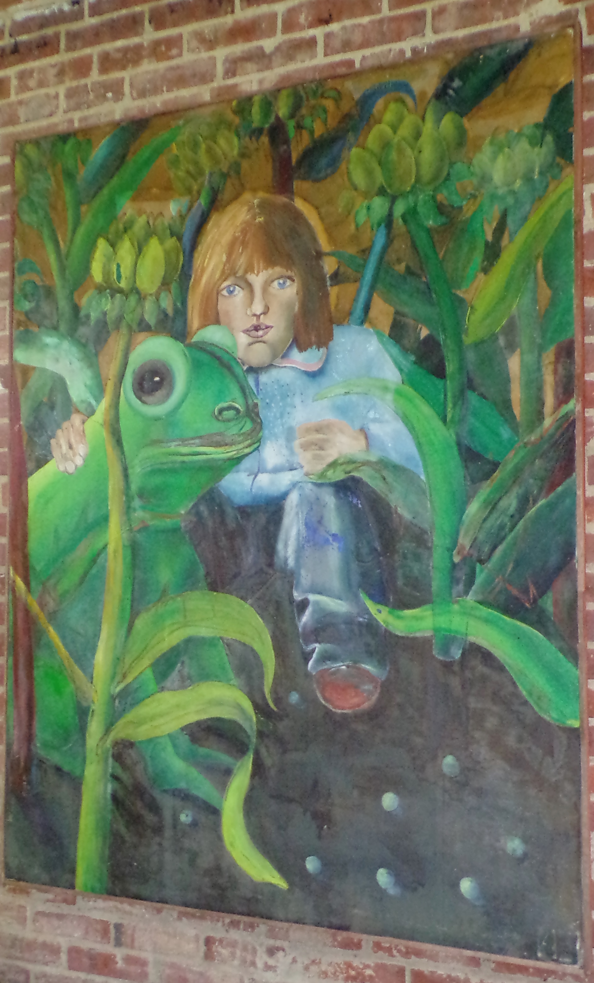 Appraisal: th c American School- Girl and Frog- oil on canvas