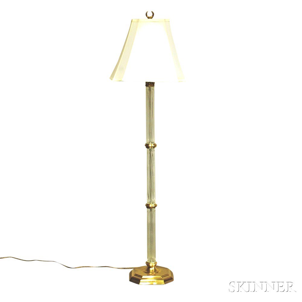 Appraisal: Modern Glass and Brass Floor Lamp with single socket over