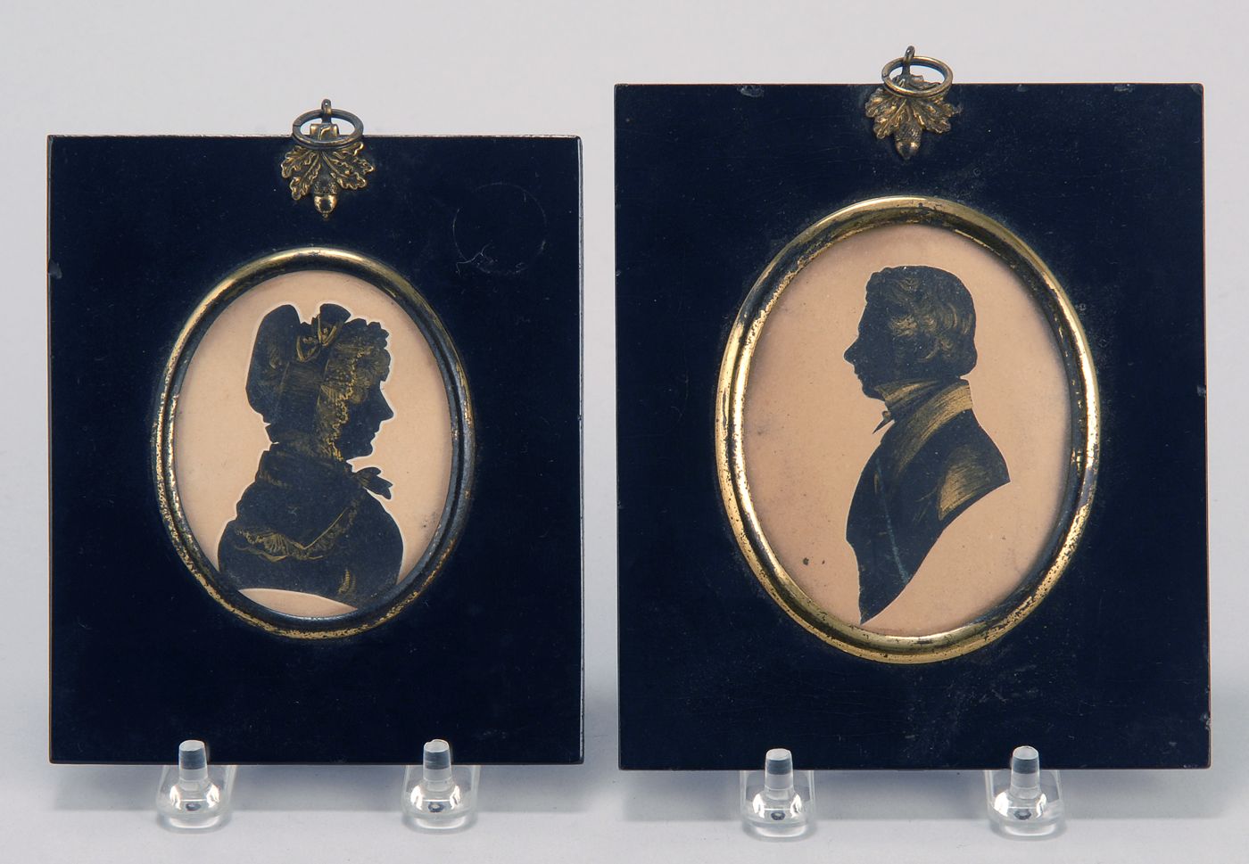 Appraisal: PAIR OF FRAMED SILHOUETTES th CenturyBy Whittle One depicts a