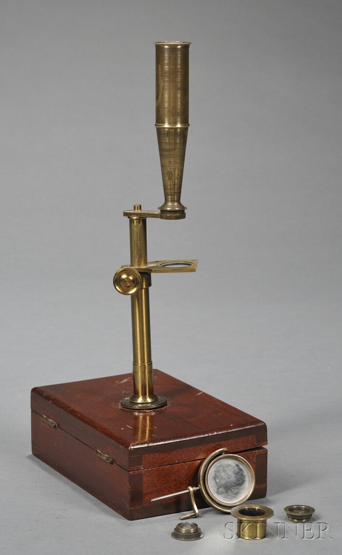 Appraisal: Brass Gould-type Naturalist's Microscope R Field Sons Birmingham nd quarter