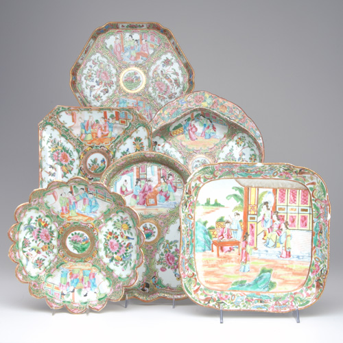 Appraisal: CHINESE EXPORT MANDARIN PORCELAIN Six various shaped serving dishes including