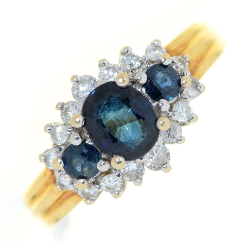 Appraisal: A sapphire and diamond ring in ct gold import marked