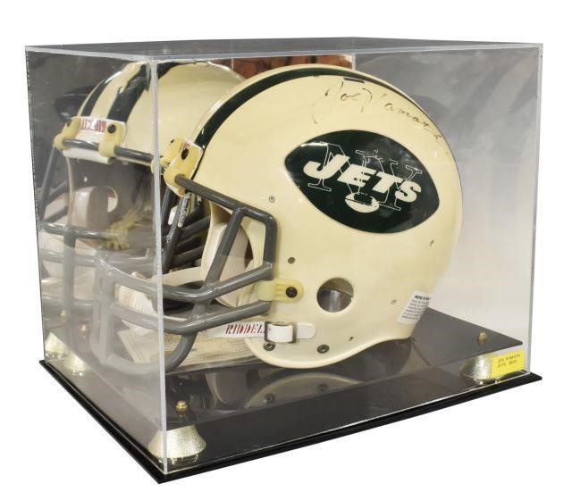 Appraisal: Joe Namath autographed New York Jets Riddell replica helmet housed