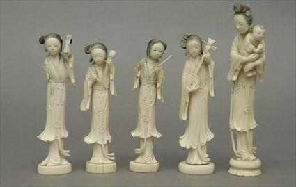 Appraisal: Set of Four Chinese Carved Ivory Figures of Female Musicians