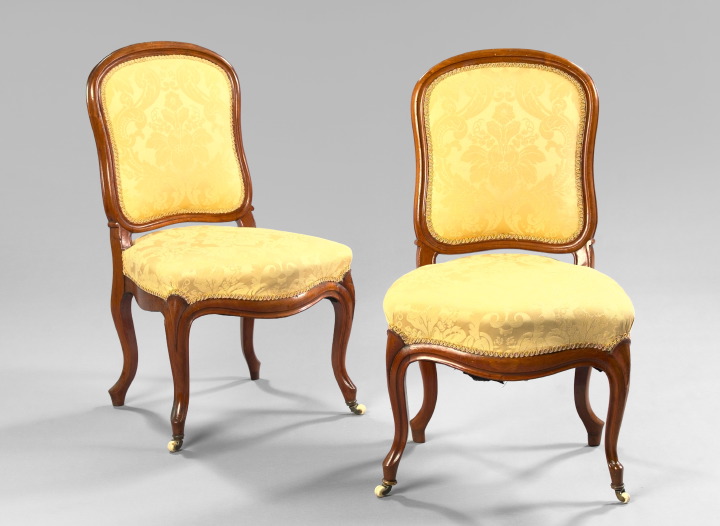 Appraisal: Pair of Louis XV-Style Mahogany Sidechairs late th century each