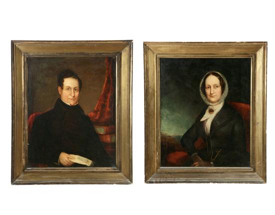 Appraisal: PAIR OF PORTRAITS AMERICAN SCHOOL S Oil on canvas unsigned