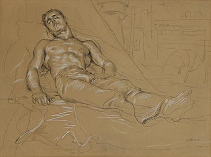 Appraisal: PAUL CADMUS american - RECLINING MALE Signed 'Cadmus' bottom right