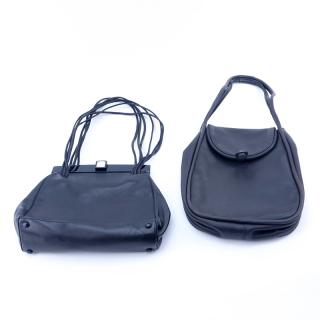 Appraisal: Two Vintage Lalique Black Lambskin Handbags One Masque Line with