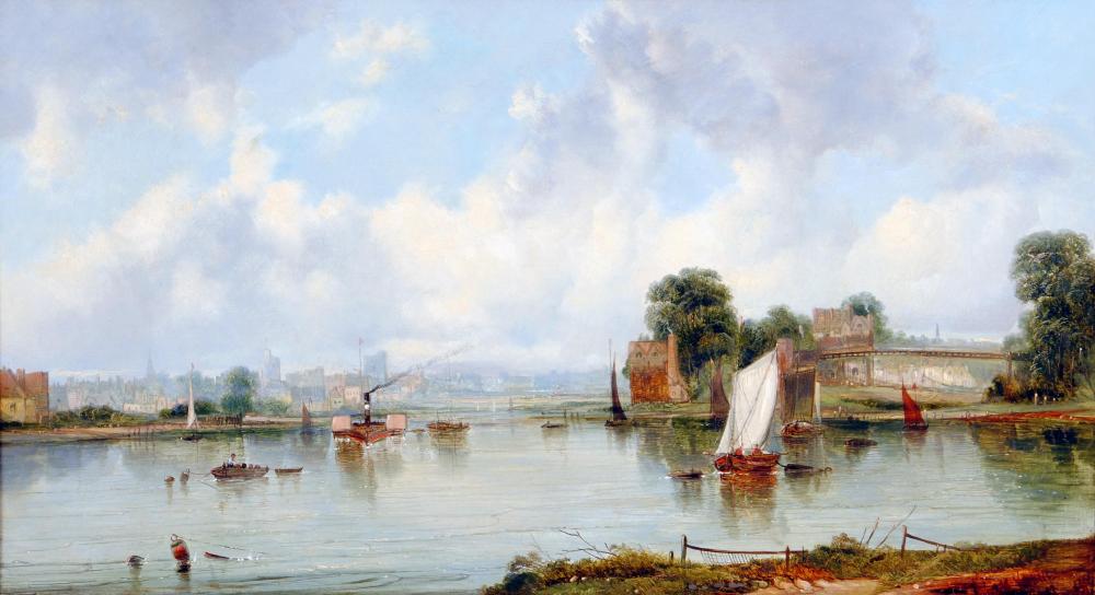 Appraisal: ALFRED I VICKERS - Continental River Scene with Paddle Steamer