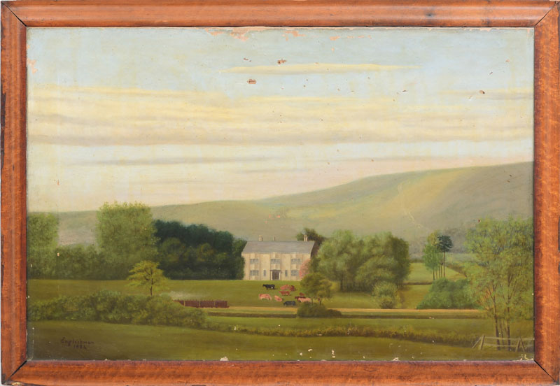 Appraisal: ENGLISH SCHOOL WHITE HOUSE IN A LANDSCAPE Oil on canvas