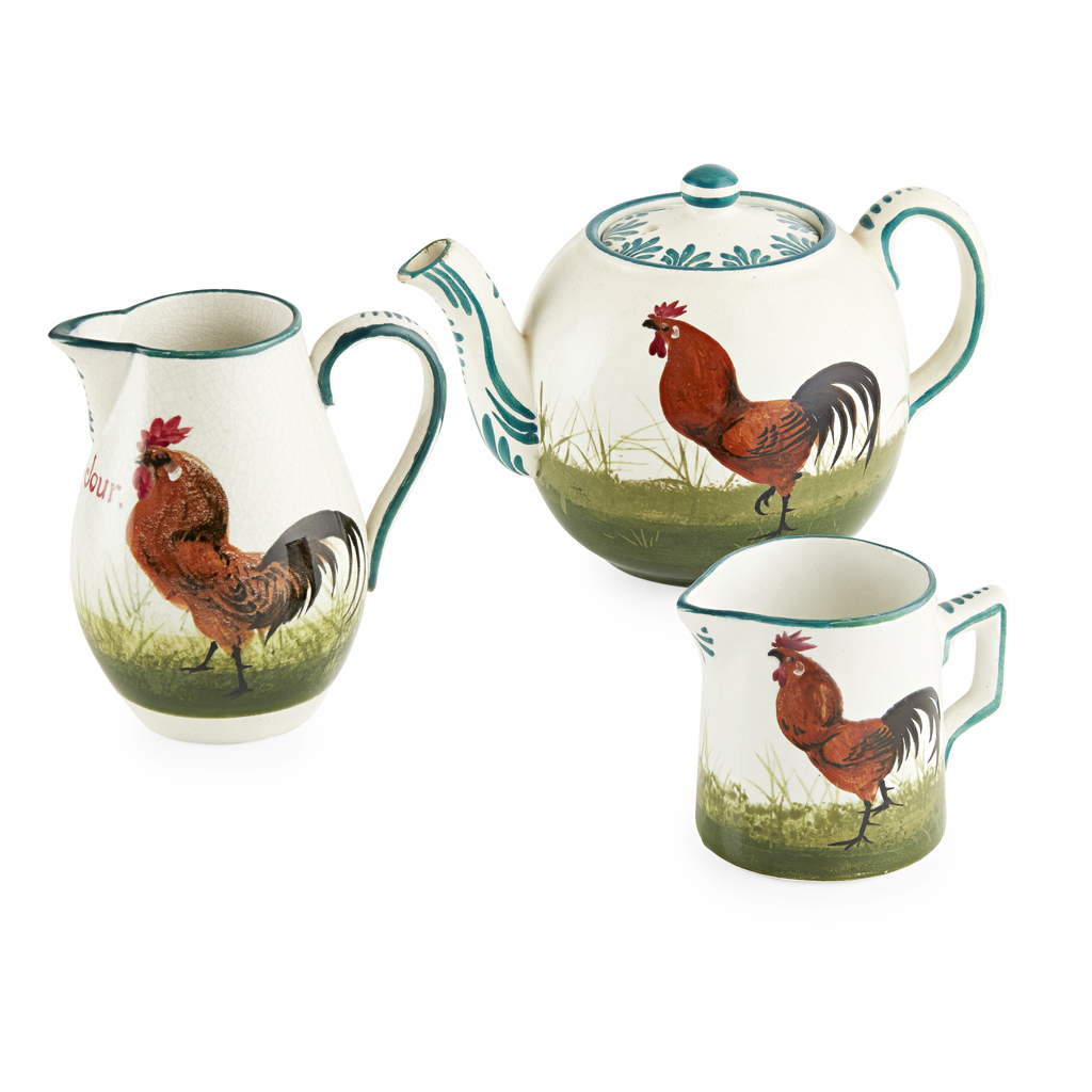 Appraisal: A GROUP OF WEMYSS WARE TEA WARES 'BROWN COCKEREL HENS'