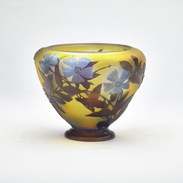 Appraisal: Gall Cameo Glass Vase c overlaid and etched with blue