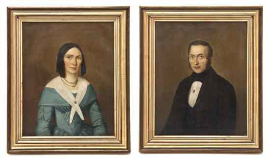 Appraisal: A Pair of Portrait Paintings th century depicting a male