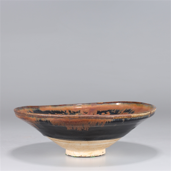 Appraisal: Large Chinese Song dynasty oil spot glazed bowl of wide