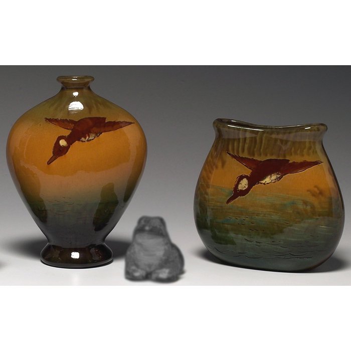 Appraisal: Weller Hunter vase flying duck marked h with a Weller