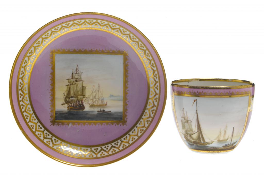 Appraisal: A DERBY TEA BOWL AND SAUCER painted by George Robertson