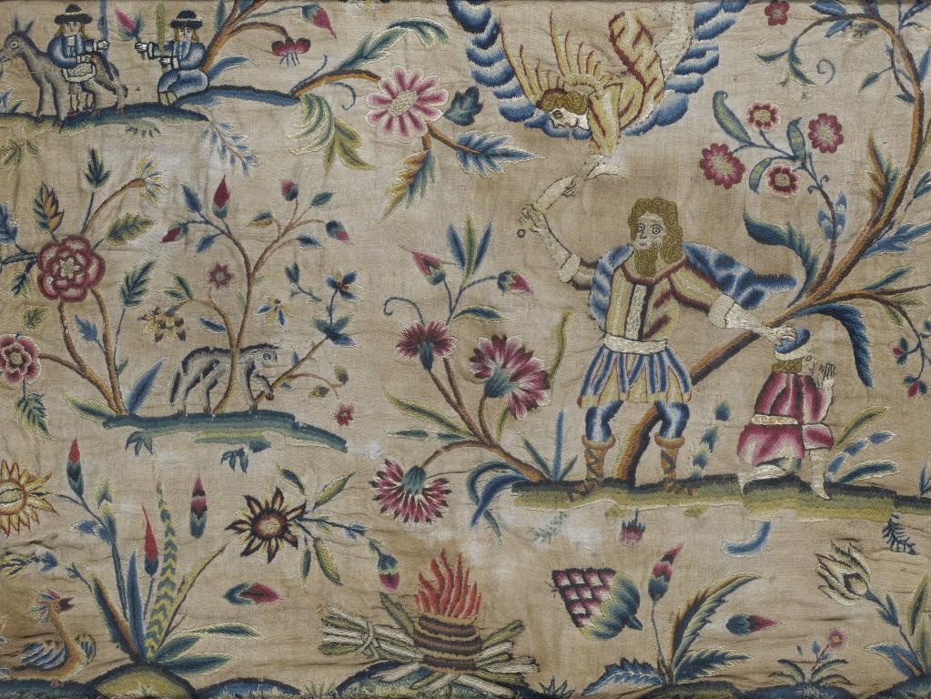 Appraisal: A CHARLES II NEEDLEWORK PICTURE OF THE SACRIFICE OF ISAAC