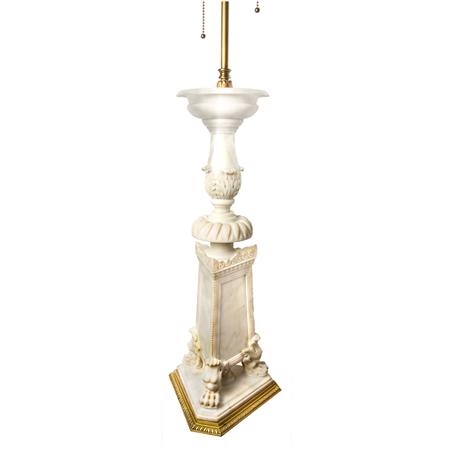 Appraisal: Neoclassical Style Carved White Marble Two-Light Lamp Estimate -