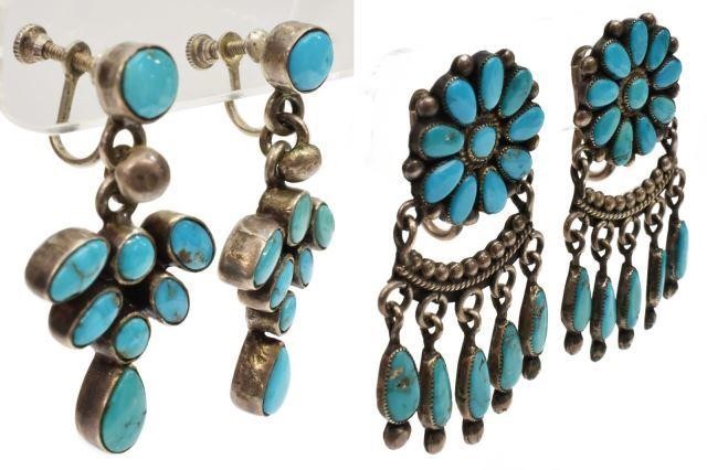 Appraisal: lot Native American turquoise earrings including pair sterling screw-back earrings