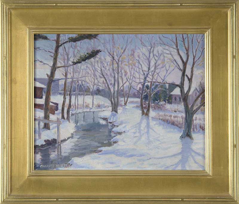 Appraisal: CHARLES MORTON American Mid- th Century WINTER STREAM Oil on