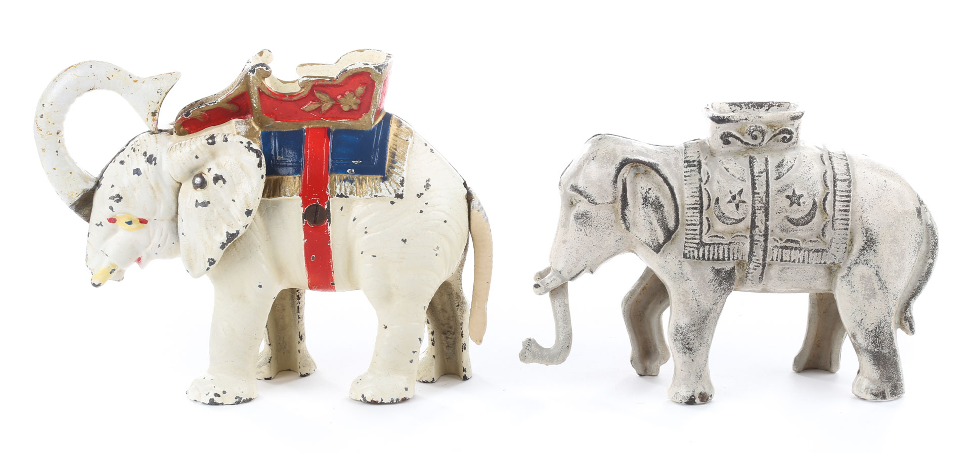 Appraisal: Two painted cast iron elephant banks elephant mechanical bank in