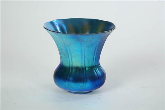 Appraisal: ART GLASS VASE Paneled vase with flared rim in the