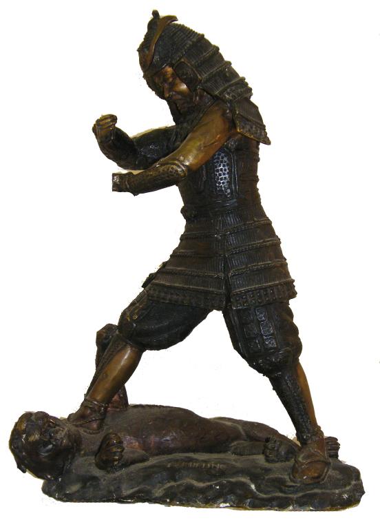 Appraisal: Japanese bronze sculpture modelled as a Samurai warrior killing a