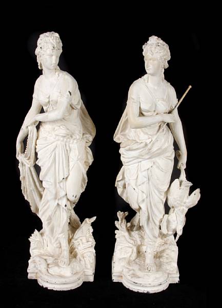 Appraisal: A pair of German Neoclassical style white painted metal figures