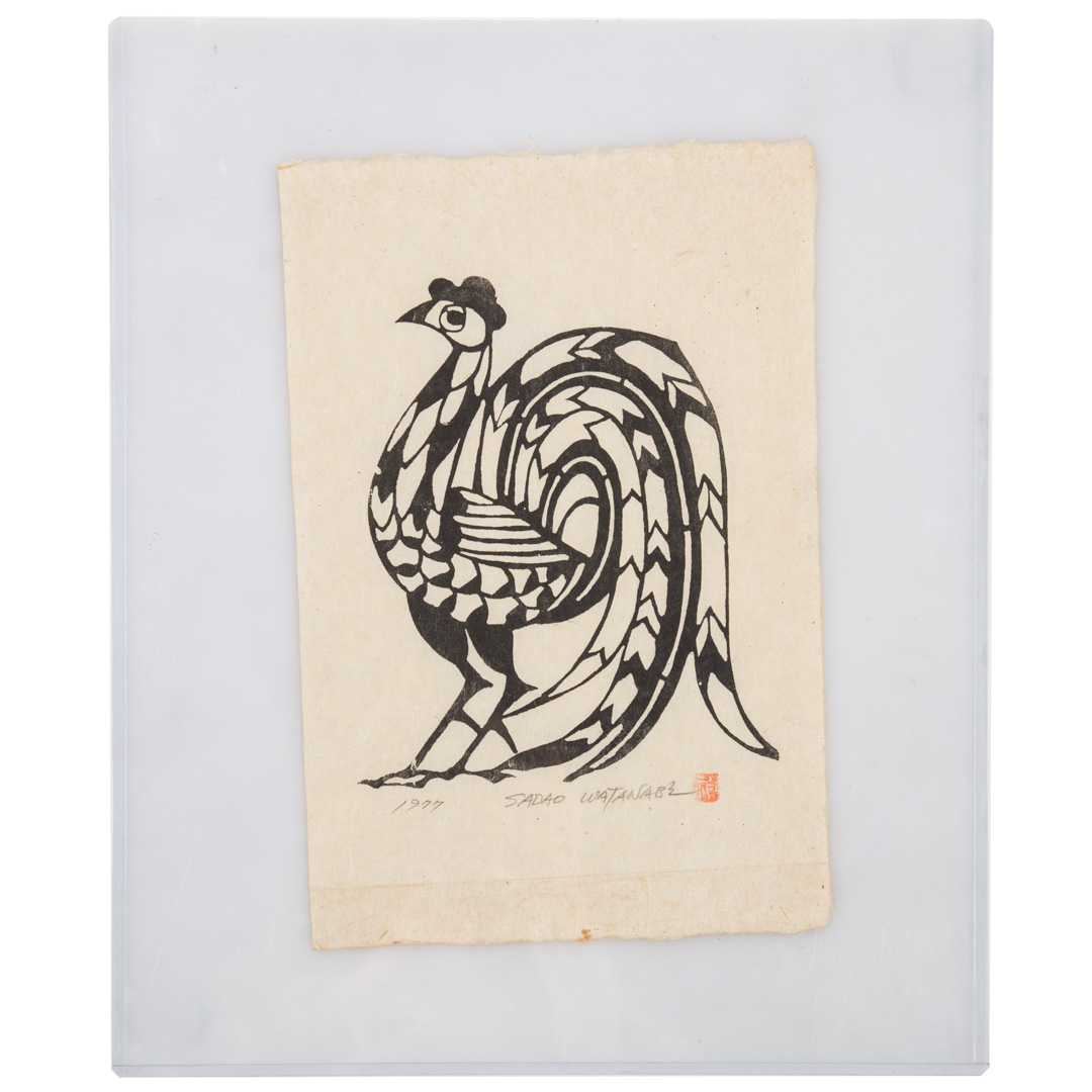 Appraisal: Sadao Watanabe Rooster of St Peter print Japanese - Monochrome