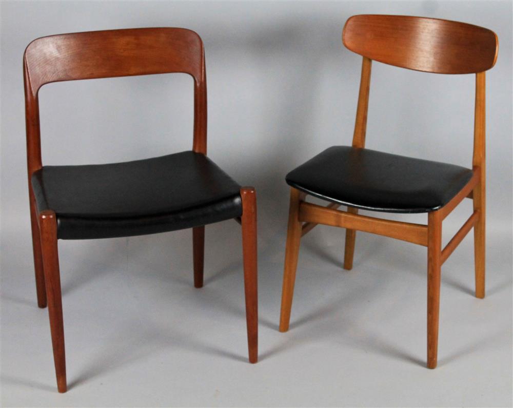 Appraisal: TWO DANISH MODERN TEAK CHAIRS one with Mobler metal tag