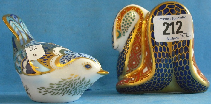 Appraisal: Royal Crown Derby Paperweights Mountain Bluebird with certificate and Imari