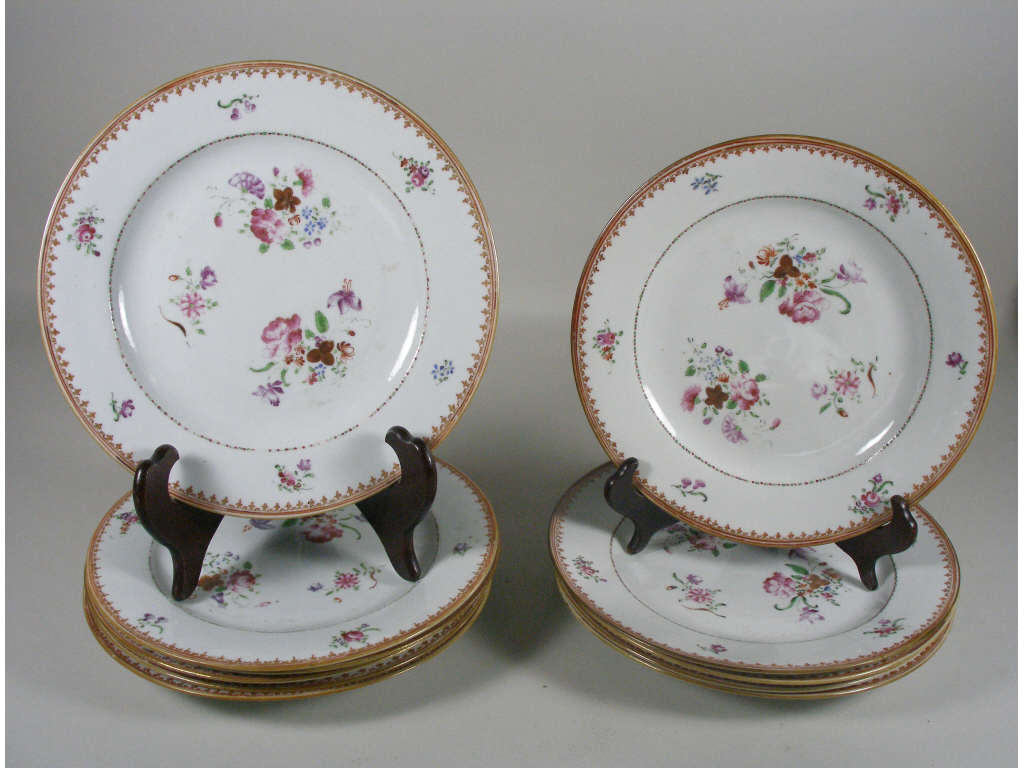 Appraisal: Set of Eleven Chinese Export Plates Famille Rose c each